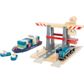 Miniatyrbillede 3 af 3: Containerterminal lastbilbåd med tilbehør Trælegetøj til børn fra 3 år og opefter