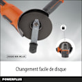 Pikkukuva 3 / 4: Langaton kulmahiomakone 20V - Dual Power - POWDP35100 - Hiontalevy Ø115mm - Kompakti - ilman akkua tai laturia Orange - Sort