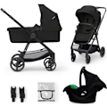 Miniatyrbillede 1 af 4: 3 i 1 Kombineret Barnevogn - KINDERKRAFT NEWLY - med I-size Autostol - Rejsesystem - Let 7,5 kg - Sammenklappelig - Sort Sort og grå