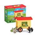 Miniatyrbillede 1 af 6: SCHLEICH Mobile Chicken Coop Box - Farm World - Med 1 hane, 1 kylling, 1 kylling og æg Flerfärgad