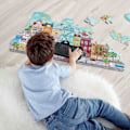Miniatyrbillede 3 af 4: HAPE træpuslespil - travle by- og magisk visionskort - under 100 brikker Flerfärgad