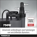 Pikkukuva 6 / 6: Powerplus Sähkökäyttöinen Vedepumppu POWEW67920 - 750 W Uppopumppu, Maksimilämpötila 35°C ja Virtaama 12.500 l/h grå