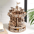Miniatyrbillede 3 af 4: UGEARS 3D træmodel - Voksen puslespil karrusel - Træ mekanisk konstruktion Beige