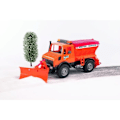 Miniatyrbild 1 av 2: Snöplogsbil - BRUDER - 47 cm - Främre blad - Bakre saltautomat - Interiör Orange