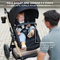 Miniatyrbillede 4 af 4: Kinderkraft MOOV2 AIR Barnevogn 3 i 1, Rejse-system fra fødslen til 27 kg, Mink PRO I-Size autostol inkluderet, Sort sort
