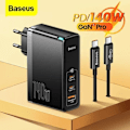Miniatyrbillede 1 af 6: Baseus GAN 5 Pro 140W PD QC4.0 vægoplader til MacBook / Laptop iPhone + 240w kabel