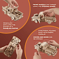Miniatyrbillede 2 af 4: UGEARS 3D træpuslespilsæt - klassisk 1950'er lastbil pickup skovhugger lastbil Modelbil at bygge - model lastbil