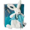 Miniatyrbillede 1 af 4: Doudou et Compagnie - Doudou Kanin -25 cm - Hvid / påfuglblå - Påfugl Pompom kanin - Gaveidee - Happy Pop - Happy Doudou To You andeblue