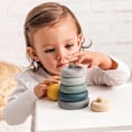 Miniatyrbillede 3 af 3: Udviklingslegetøj - Nattou - Silikone stabletårn - 6 ringe - Bjørnehoved - Blandet Blå
