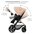 Pikkukuva 4 / 4: 3-in-1 Yhdistettävä Vaunu - KINDERKRAFT MOOV2 - I-koko Turvaistuin - Matkailujärjestelmä - Mukana tarvikkeet - Beige Beige