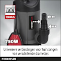 Miniatyrbillede 6 af 6: Powerplus Elektrisk Vandpumpe POWEW67906 - 750 W Nedsænket Vandpumpe, Maksimal 35°C, 13.000 l/h, Havenværktøj grå