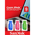 Pikkukuva 1 / 2: SanDisk Cruzer Blade 16 Gt USB 2.0 USB-muistitikku - sininen, vihreä, vaaleanpunainen