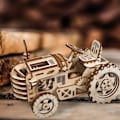 Miniatyrbillede 4 af 4: 3D træpuslespil - Traktor - DIY model Beige og brun