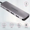 Miniatyrbillede 2 af 4: AXAGON USB-C Hub HMC-5, 2 x USB-A, HDMI, 2 x USB-C 3.2 Gen 1, 1 x SD, 1 x microSD, sølv - 8595247906175