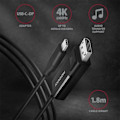 Miniatyrbillede 2 af 4: AXAGON RVC-DPC USB-C til DisplayPort-kabel, 1,8 m, 4K/60 Hz - Sort - 8595247905314