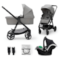 Pikkukuva 1 / 4: 3-in-1 yhdistelmävaunu - KINDERKRAFT NEWLY - I-size turvaistuin - Matkustussysteemi - Kevyt 7,5 kg - Taitettavissa - Harmaa grå