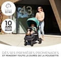 Miniatyrbillede 2 af 4: Folding-stokkevogn op til 22 kg - KINDERKRAFT RINE - Holdbare skumhjul - Vandtæt med UPF 50+ filtrering - Sammenklappelig - Sort sort