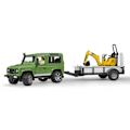 Pikkukuva 4 / 5: Land Rover Defender perävaunulla ja JCB-minikaivukoneella - BRUDER Grøn
