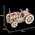 Miniatyrbillede 3 af 4: 3D træpuslespil - Traktor - DIY model Beige og brun