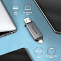 Pikkukuva 4 / 4: AXAGON CRE-DAC ulkoinen USB 3.2 Gen1 Type-C+Type-A 2-paikkainen SD/microSD - 8595247907134