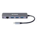 Miniatyrbillede 1 af 3: Hub USB-C 5-i-1 - D-Link - DUB-2334 - 3 porte USB 3.2 - Gigabit Ethernet - Auto-drevet