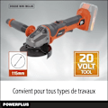 Pikkukuva 2 / 4: Langaton kulmahiomakone 20V - Dual Power - POWDP35100 - Hiontalevy Ø115mm - Kompakti - ilman akkua tai laturia Orange - Sort
