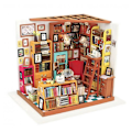 Miniatyrbillede 1 af 2: Bibliotek - Robotime - Sam - Trækits - 22,5 x 18,5 x 19 cm - Belysning inkluderet