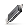 Pikkukuva 1 / 4: AXAGON CRE-DAC ulkoinen USB 3.2 Gen1 Type-C+Type-A 2-paikkainen SD/microSD - 8595247907134