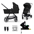 Miniatyrbillede 1 af 4: Kombineret 4-i-1 Barnevogn - KINDERKRAFT NEWLY - med Autostol og I-size base - Rejse system - Letvægts 7,5 kg - Foldbar - Sort