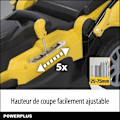 Miniatyrbillede 3 af 4: Elektrisk Plæneklipper POWERPLUS POWXG6251 - 1600 W, 380 mm Ø, Opsamling, Mulching og Bagudkast sort