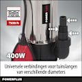 Miniatyrbillede 6 af 6: Powerplus Elektrisk Vandpumpe POWEW67912 - 400 W Submersibel Vandpumpe, Maksimal 35°C, 7500 l/h, Havemaskiner grå