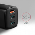 Pikkukuva 2 / 4: AXAGON ACU-DPQ65 Ladegrat, 2 x USB-C, 1 x USB-A, PD3.0/QC4+/PPS, 65 W musta - 8595247906113