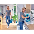 Pikkukuva 5 / 5: Aseta lattialle pesusoitin Leifheit Clean Twist Disc Ergo 52101, fringepäällysteinen moppi teleskooppikahvalla, ämpäri 6 L turkos/grå