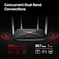 Miniatyrbild 3 av 4: MERCUSYS AC1200 Dual Band WiFi-router, kompatibel med IPTV och IPv6, enkel installation, idealisk för spel, streaming, AC12
