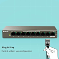 Miniatyrbillede 4 af 4: TENDA Desktop Switch 9 Porte 10/100M Base-TX RJ45, 8-Port PoE Switch, 6KV Counter-Lightning, Plug&Play, TEF1109P-8-63W