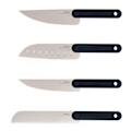 Pikkukuva 1 / 2: 4 kappaleen musta veitsisetti (santoku, tarjoilu, leipä, kokki) Inox og Sort