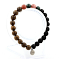 Miniatyrbillede 1 af 6: Sten og mineraler. Congo Malachite Beads Armbånd + Solsten + Mat Sort Onyx Fremstillet i Frankrig. Grön, Svart, Orange