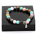 Pikkukuva 1 / 3: Kivet ja mineraalit. Rannekoru Tiger Eye Beads + Hematite + Pink Opal + Turquoise 8 Made in France. Turkos