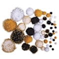 Miniatyrbild 2 av 2: Tofsar metallic, assorterad, svart-guld, färg + diverse storlekar, tab-bag 50st Blandad