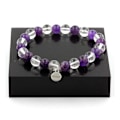 Miniatyrbillede 1 af 6: Sten og mineraler. Ametyst + Quartz Beads Armbånd 8 mm. Fremstillet i Frankrig. Lila