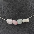 Miniatyrbillede 1 af 6: Collier - ABIJOUX - Béryl Morganite - 4 perler - Rustfrit stål - Længde 45 cm tilpasselig Rosa