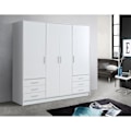 Pikkukuva 2 / 6: Vaatekaappi 4 saranoitua ovea + 6 laatikkoa - Lastulevy - Matta valkoinen - P 206,5 x S 60 x K 200 cm - JUPITER Vit