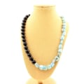 Miniatyrbillede 1 af 6: Halskæde - Et smykke - Larimar og sort agat - 45 cm - Tilpasselig størrelse - Unisex blått och svart