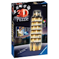Miniatyrbillede 2 af 5: 3D Puslespil Tower of Pisa oplyst - Ravensburger - 216 brikker - uden lim - med farve LEDS - Fra 8 år gammel Vitt, gult och svart