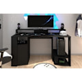 Miniatyrbillede 6 af 6: Lige LED gaming skrivebord - Sort - L 152 x D 61,5 x H 86,7 cm - Stort spilleområde - GAMING Svart