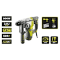 Pikkukuva 3 / 5: RYOBI - SDS+ 800 W 4-moodi talttapora - 3,0 Joulea Epta + laatikko, pysäytin, 360° kahva ja 6 mm SDS+ poranterä - RSDS800-KC Grön