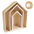 Pikkukuva 1 / 2: 3 hyllyä puusta + 5 m kultapintainen masking-teippi Beige