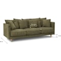 Miniatyrbillede 4 af 6: CONSTANCE 4-personers fast sofa - Grønt stof - Massivt træ ben - L 212 x H 87 x D 93 cm Grön