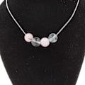 Miniatyrbillede 1 af 3: Sten og mineraler. Pink Opal + Quartz Beads Halskæde 8 mm Rustfri stålkæde. Opal Rosé, Kvarts