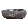 Miniatyrbillede 2 af 4: Brun naturstenseffekt Riverstone vask Svart